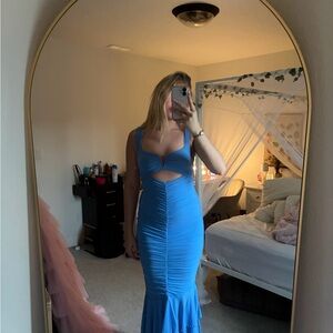 Chic Backless Blue Dress